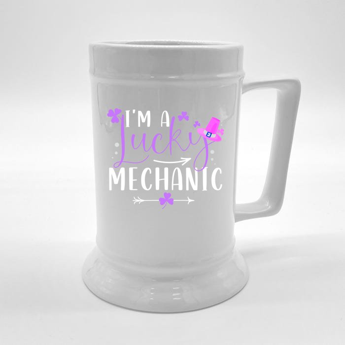 I'm A Lucky Mechanic Funny Matching Family St Patricks Day Gift Front & Back Beer Stein