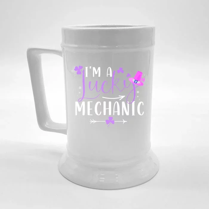 I'm A Lucky Mechanic Funny Matching Family St Patricks Day Gift Front & Back Beer Stein