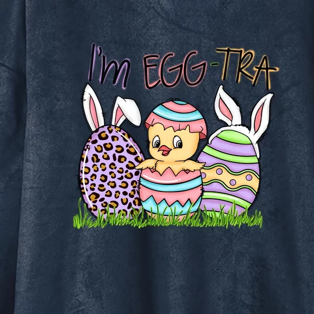 I’m A Little Eggstra Funny Easter Bunny Cute Easter Day Hooded Wearable Blanket