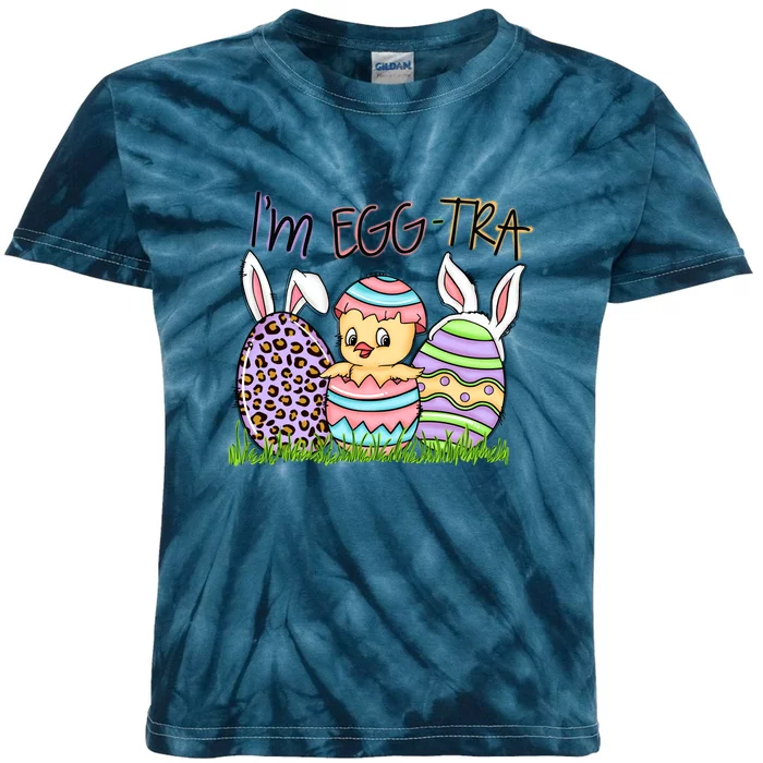 I’m A Little Eggstra Funny Easter Bunny Cute Easter Day Kids Tie-Dye T-Shirt