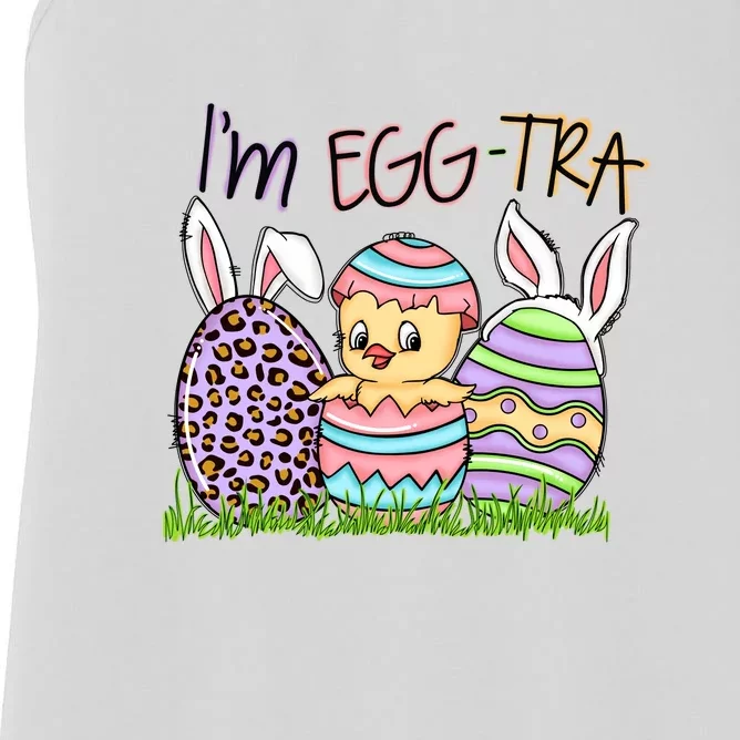 I’m A Little Eggstra Funny Easter Bunny Cute Easter Day Women's Racerback Tank