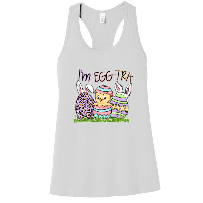 I’m A Little Eggstra Funny Easter Bunny Cute Easter Day Women's Racerback Tank