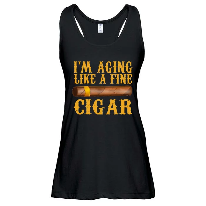 Im Aging Like A Fine Cigar Funny Fathers Day Dad Gift Idea Ladies Essential Flowy Tank