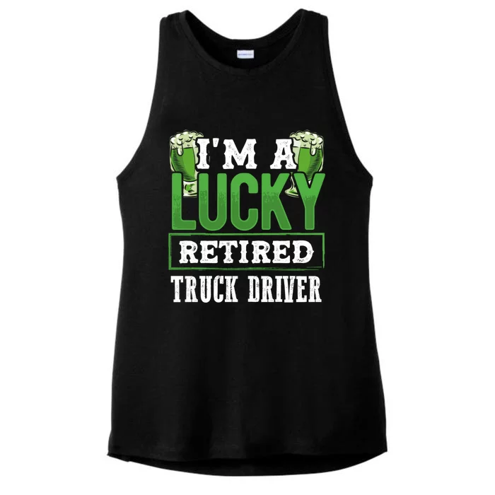 I’m A Lucky Retired Truck Driver Funny St Paddy's Day Funny Gift Ladies Tri-Blend Wicking Tank