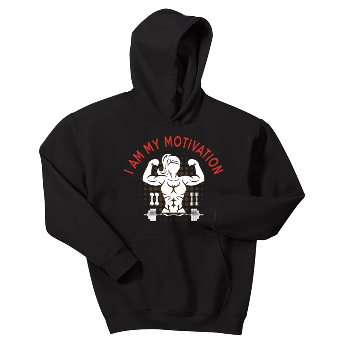 I Am My Motivation Fitness Graphic Kids Hoodie