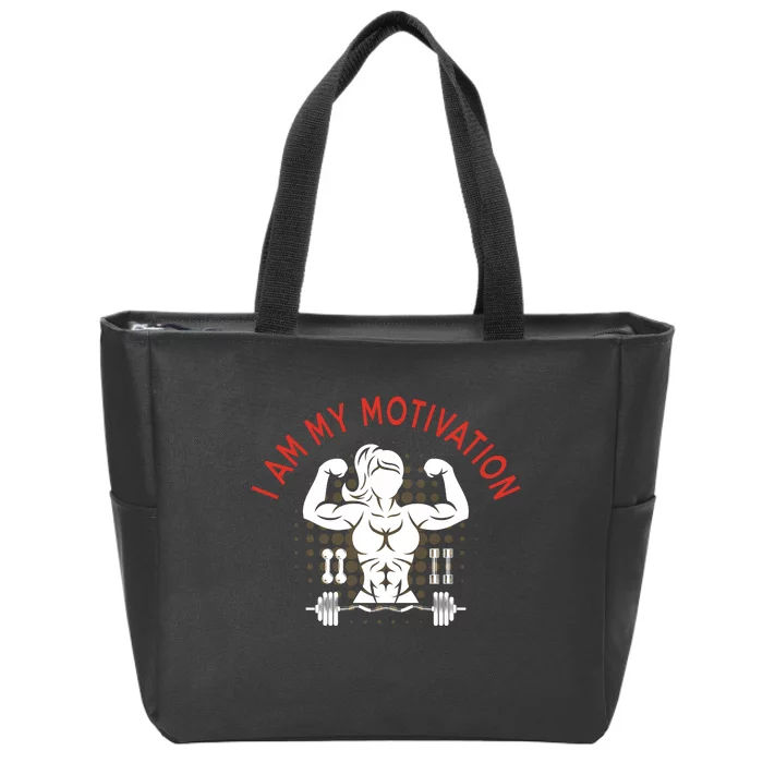 I Am My Motivation Fitness Graphic Zip Tote Bag