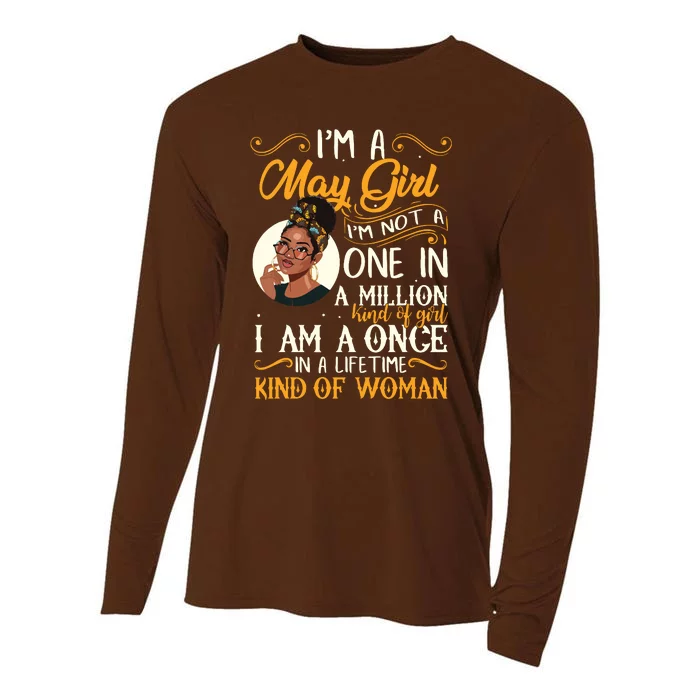 Im A May Girl Black Women Taurus Cooling Performance Long Sleeve Crew