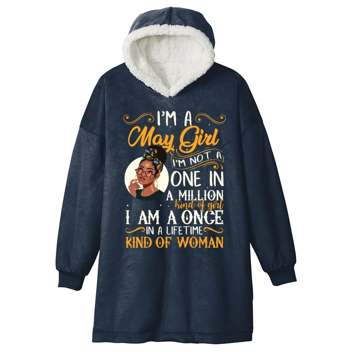 Im A May Girl Black Women Taurus Hooded Wearable Blanket