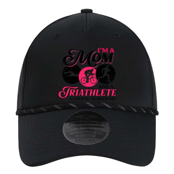 I'm A Mom And A Triathlete Nothing Scares Me Triathlon Sport Gift Performance The Dyno Cap