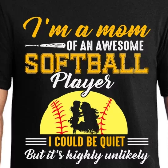 Im A Mom Of An Awesome Softball Player Pajama Set