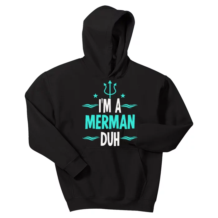 Im A Merman Duh Halloween Costume Kids Hoodie