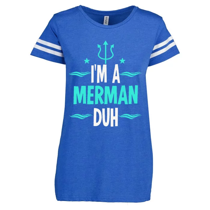 Im A Merman Duh Halloween Costume Enza Ladies Jersey Football T-Shirt