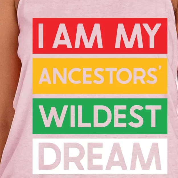 I Am My Ancestors Wildest Dream Gift Black History Month Gift Women's Knotted Racerback Tank