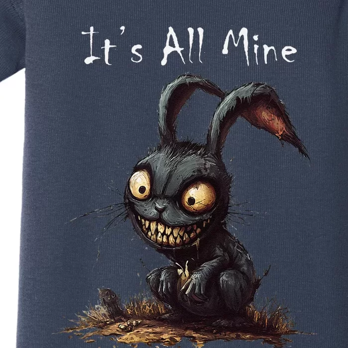 ItS All Mine Sinister Bunny Creepy Halloween Horror Baby Bodysuit