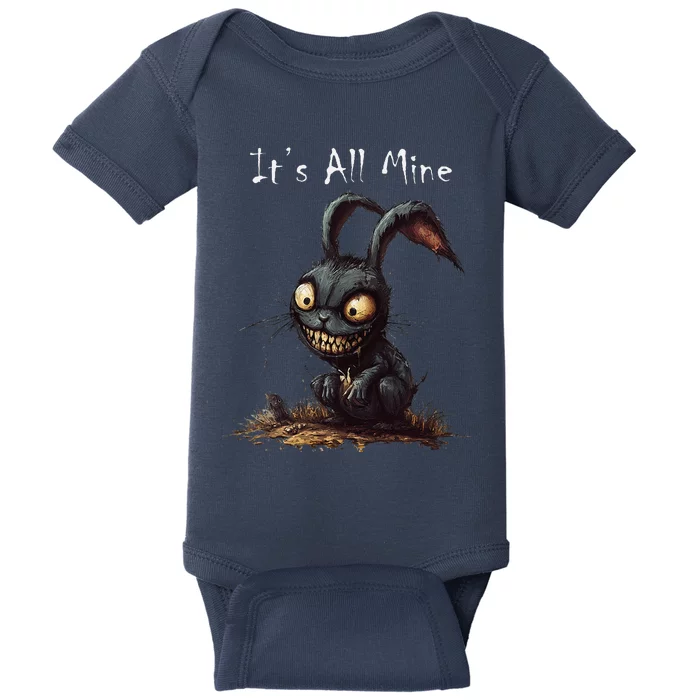 ItS All Mine Sinister Bunny Creepy Halloween Horror Baby Bodysuit