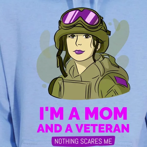 IM A Mom And A Veteran Nothing Scares Me  Veteran Mom Gift Unisex Surf Hoodie