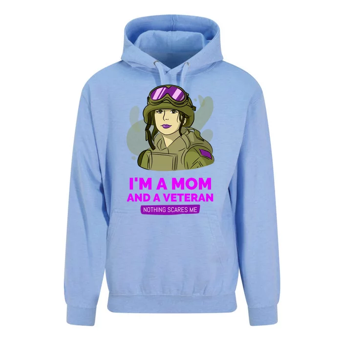 IM A Mom And A Veteran Nothing Scares Me  Veteran Mom Gift Unisex Surf Hoodie