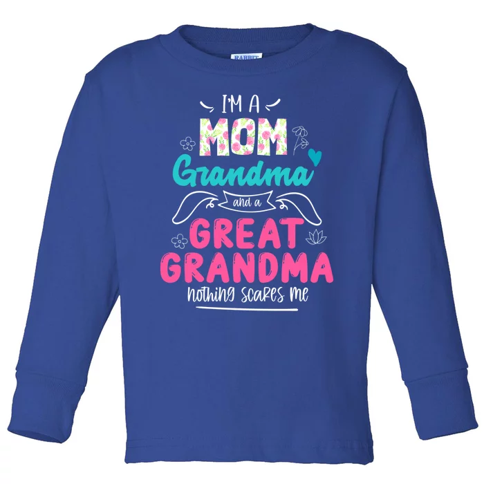 I'm A Mom Grandma And Great Grandma Cool Gift Funny Grandma Cool Gift Toddler Long Sleeve Shirt