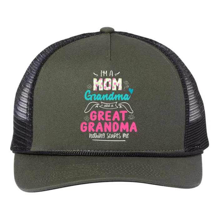 I'm A Mom Grandma And Great Grandma Cool Gift Funny Grandma Cool Gift Retro Rope Trucker Hat Cap