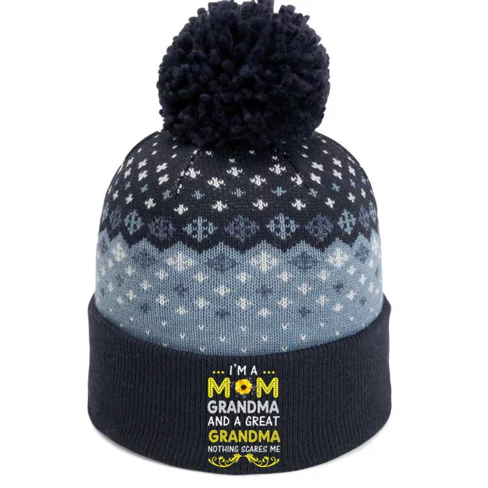 IM A Mom Grandma Great Nothing Scares Me Mothers Day Gifts The Baniff Cuffed Pom Beanie