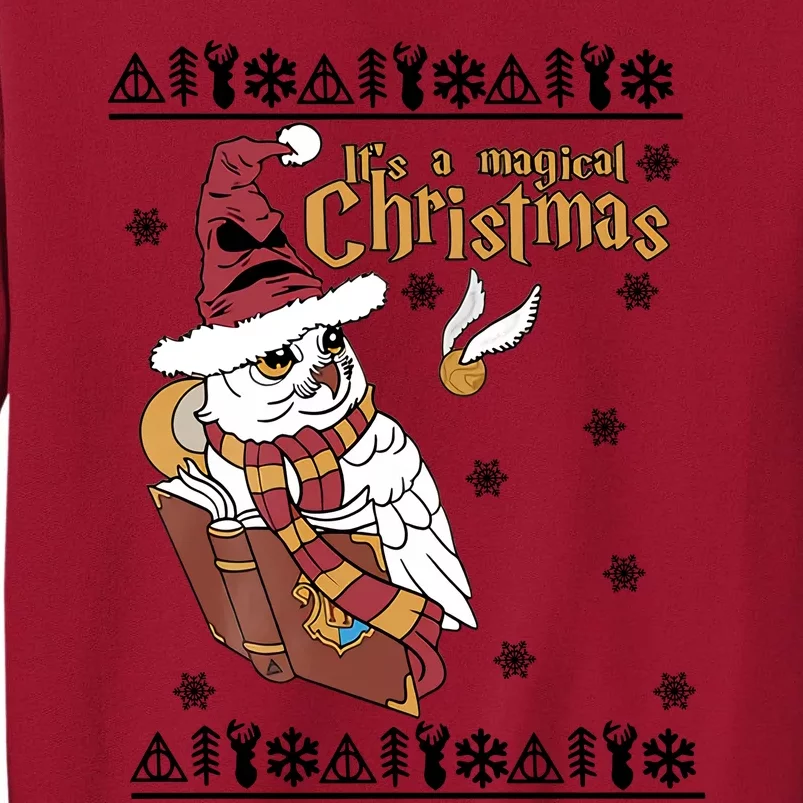 It's A Magical Christmas Owl Wizards Hedwig Lover Ugly Xmas Tall Sweatshirt