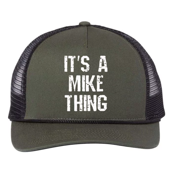 ItS A Mike Thing Funny Sarcastic Name Joke Distressed Text Retro Rope Trucker Hat Cap