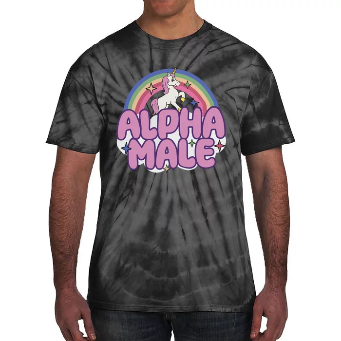 Ironic Alpha Male Unicorn Rainbow Tie-Dye T-Shirt