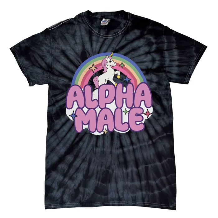 Ironic Alpha Male Unicorn Rainbow Tie-Dye T-Shirt