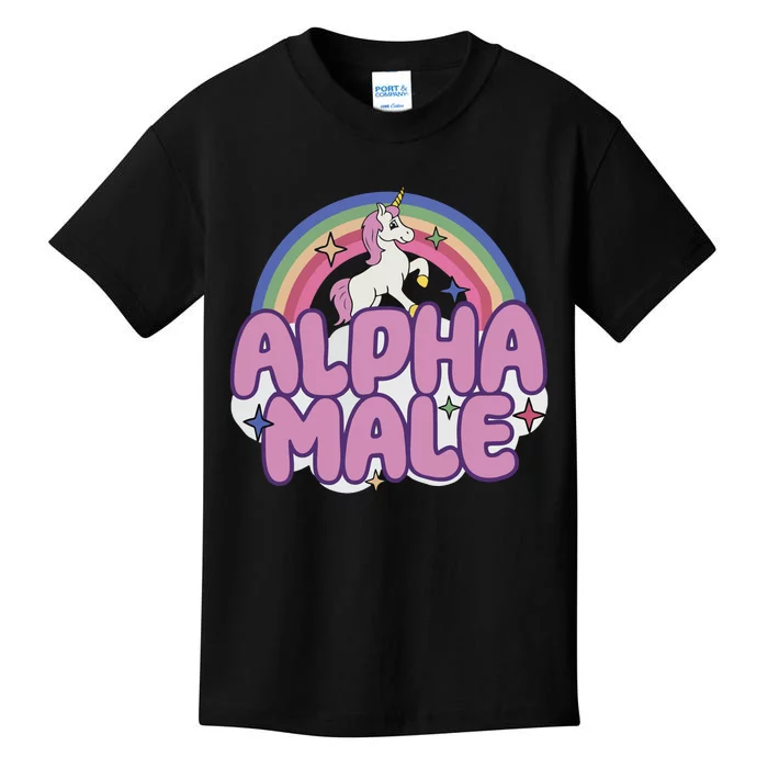 Ironic Alpha Male Unicorn Rainbow Kids T-Shirt