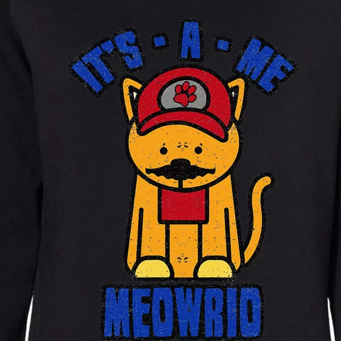 Its A Me Meowrio Funny Cat Mario Womens California Wash Sweatshirt