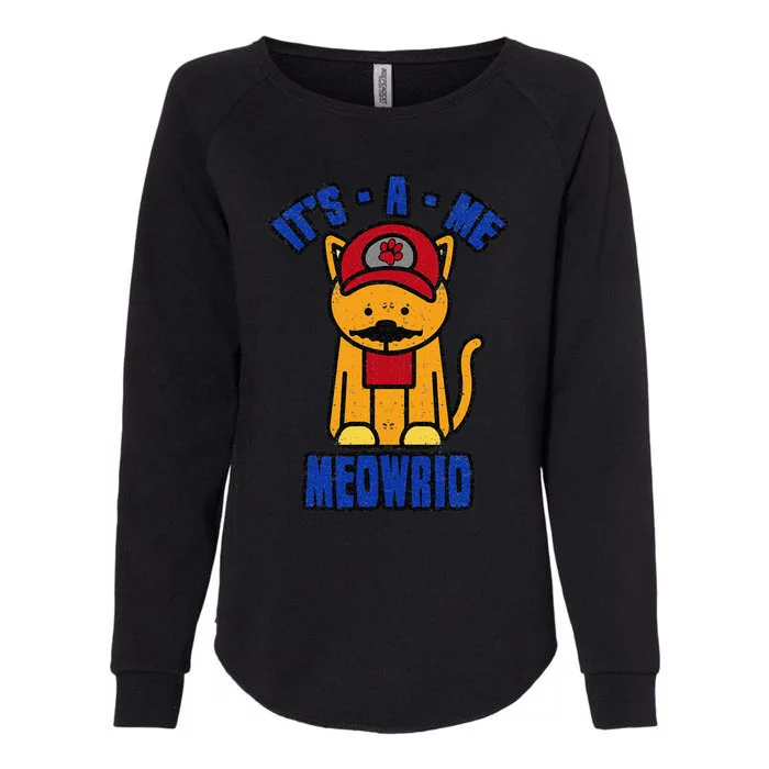 Its A Me Meowrio Funny Cat Mario Womens California Wash Sweatshirt