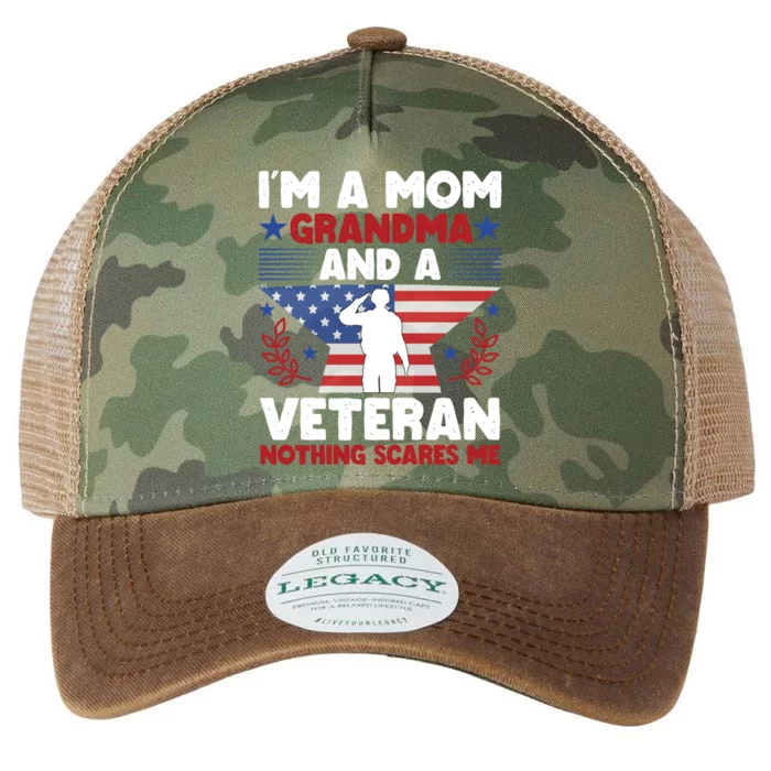 IM A Mom Grandma And A Veteran Nothing Scares Me Gift Legacy Tie Dye Trucker Hat