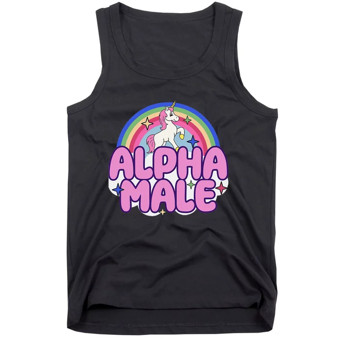 Ironic Alpha Male Unicorn Rainbow Funny Tank Top