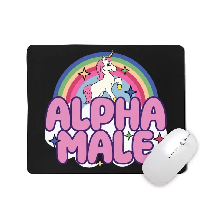 Ironic Alpha Male Unicorn Rainbow Funny Unisex Bella Mousepad