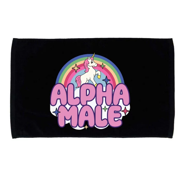 Ironic Alpha Male Unicorn Rainbow Funny Unisex Bella Microfiber Hand Towel