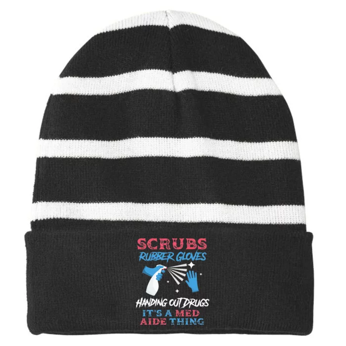 It's A Med Aide Thing Striped Beanie with Solid Band