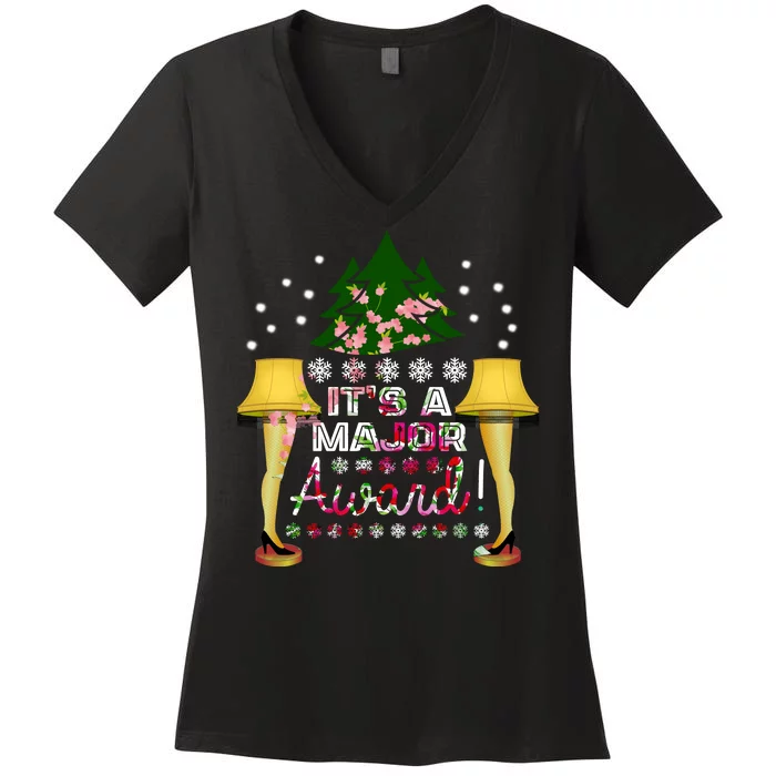 It's A Major Award Funny Christmas Fragile Lamp Leg Women's V-Neck T-Shirt