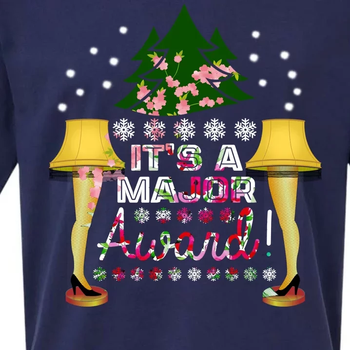 It's A Major Award Funny Christmas Fragile Lamp Leg Sueded Cloud Jersey T-Shirt