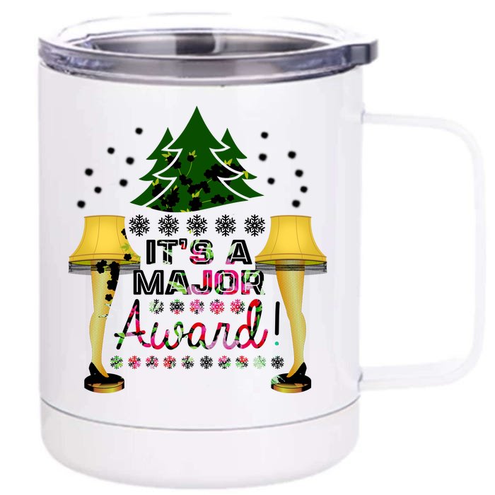 It's A Major Award Funny Christmas Fragile Lamp Leg Front & Back 12oz Stainless Steel Tumbler Cup