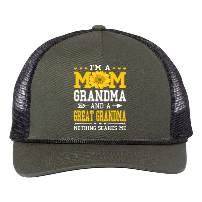 IM A Mom Grandma Great Grandma MotherS Day Sunflower Great Gift Retro Rope Trucker Hat Cap