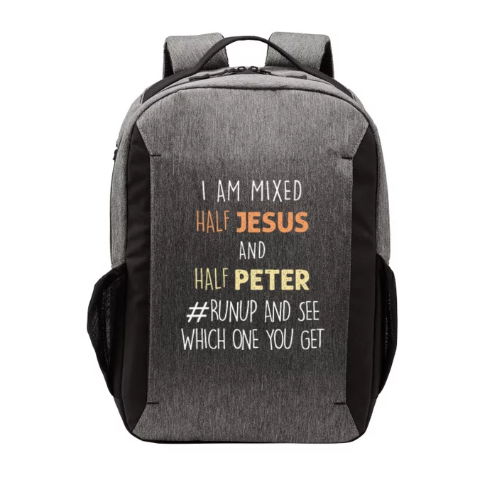 I Am Mixed Half Jesus And Half Peter Funny Christian Vector Backpack