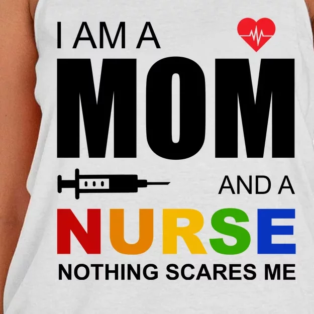 I'm A Mom And Nurse Nothing Scares Me Women's Knotted Racerback Tank