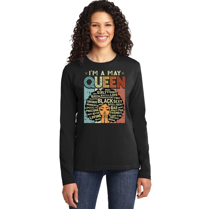 I'm A May Queen Vintage Birthday Black History African Ladies Long Sleeve Shirt