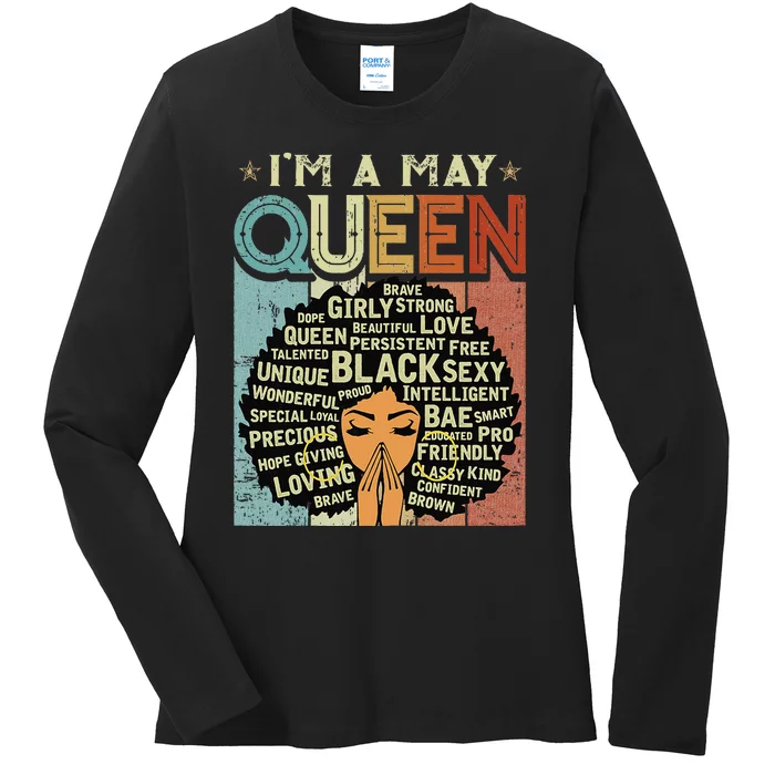 I'm A May Queen Vintage Birthday Black History African Ladies Long Sleeve Shirt