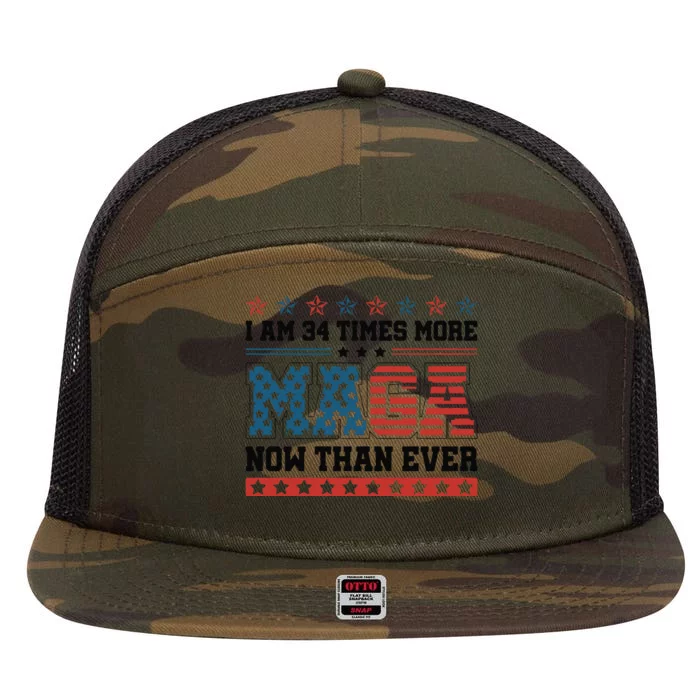 I Am More Maga Now Than Ever Trump 2024 7 Panel Mesh Trucker Snapback Hat