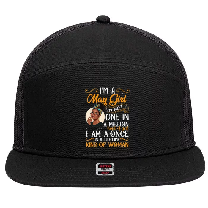 I'm A May Black Wo Taurus 7 Panel Mesh Trucker Snapback Hat