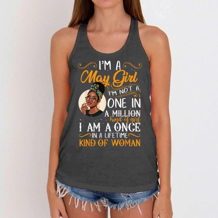 I'm A May Black Wo Taurus Women's Knotted Racerback Tank