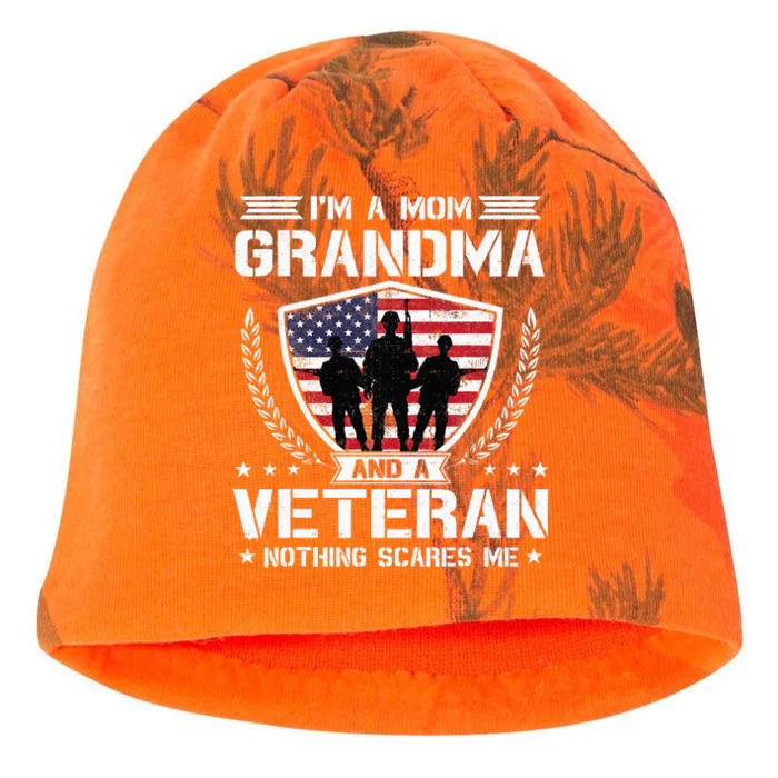 Im A Mom Grandma And A Veteran Nothing Scares Me Kati - Camo Knit Beanie