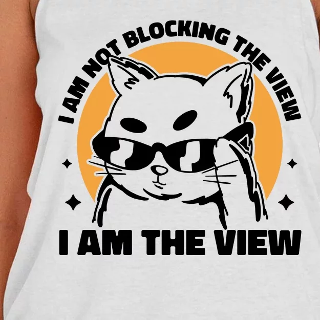 I Am Not Blocking The View I Am The View Funny Cat Women's Knotted Racerback Tank