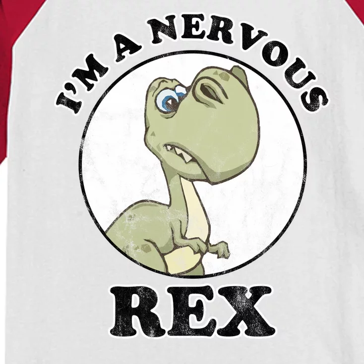 I'm A Nervous Rex Funny Dinosaur Kids Colorblock Raglan Jersey